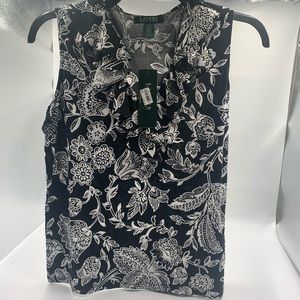 Lauren Ralph Lauren Sleeveless Ruffle Blouse NWT